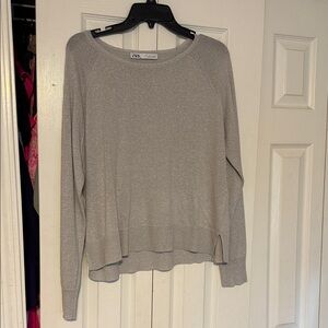 Zara Metallic Gray Knit Top